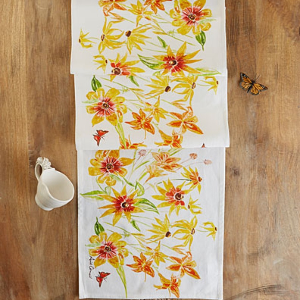 April Cornell Table Runner Black Eyed Susan NWT